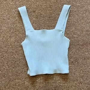 American Eagle Outfitters Blue Ribbed Crop Tank Top